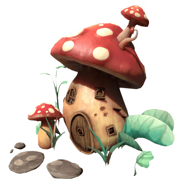 Stylized Hand Painted Mushroom House - Game Asset for 3D Game