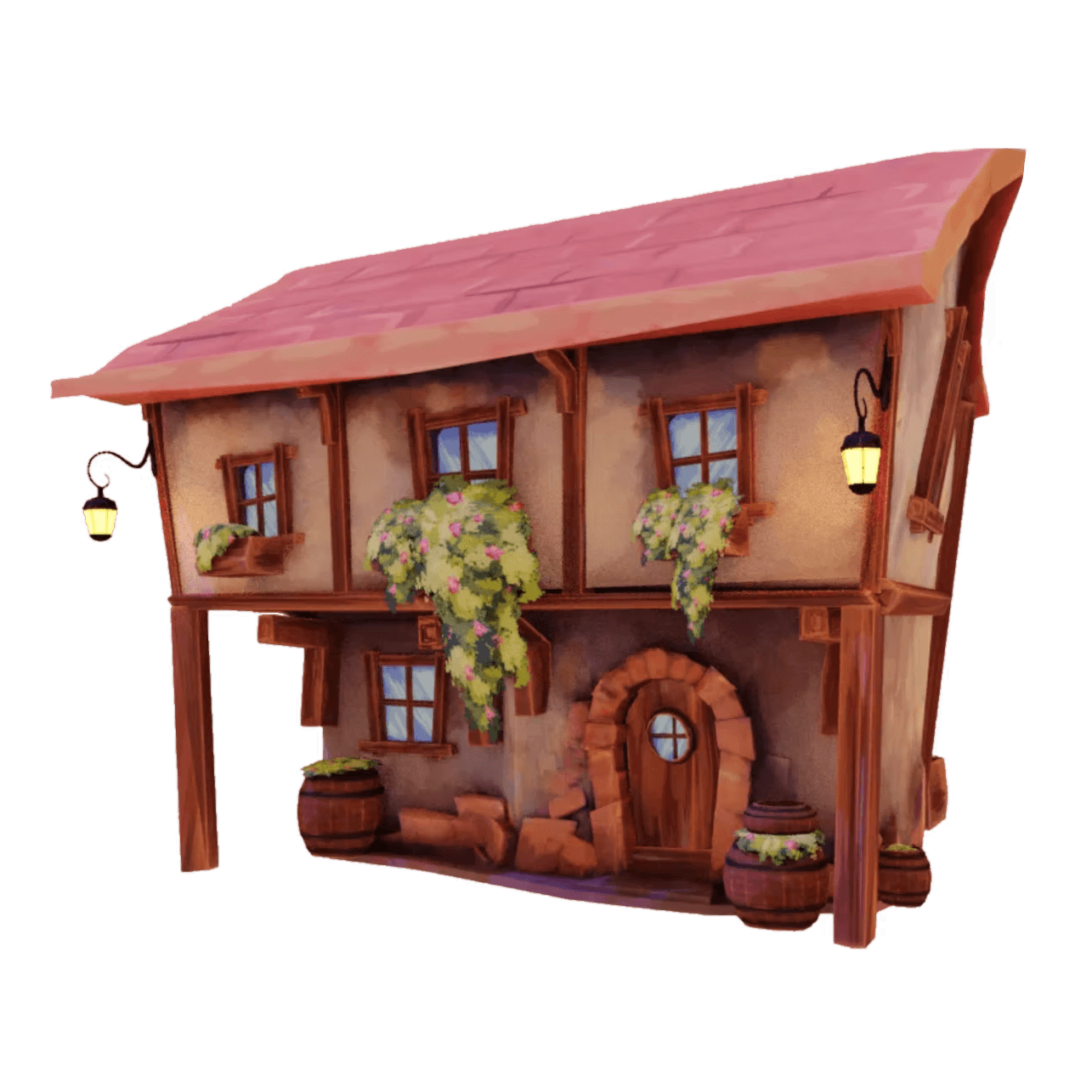 Hand Painted House for RPG - Stylized Hand Painted 3D Model